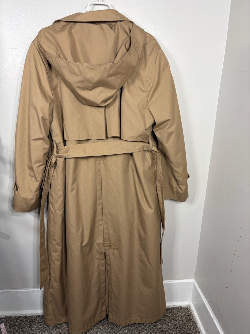 Vintage London Fog Towne Trench Coat Tan Hooded Belted Plaid Liner Womens 10 - Picture 6 of 6
